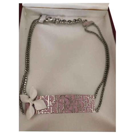 dior coffee bean chain link necklace|dior pink embroidery.